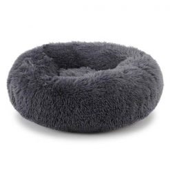 Cama redonda felpuda RELAX - Cinza escuro - Ø 50 cm