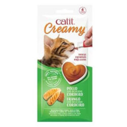 catit creamy snack líquido para gatos - frango e cordeiro