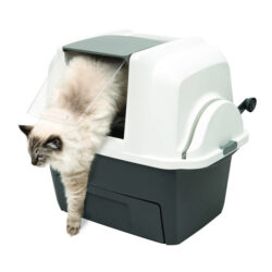 gataria-caixa-de-areia-automática-para-gatos-catit-smartsift-cinza-e-branca