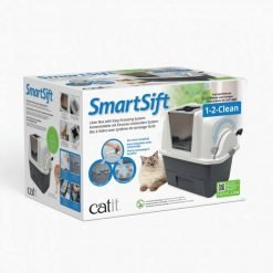 gataria-caixa-de-areia-automática-para-gatos-catit-smartsift-cinza-e-branca