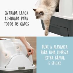 gataria-caixa-de-areia-automática-para-gatos-catit-smartsift-cinza-e-branca