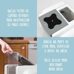 gataria-caixa-de-areia-automática-para-gatos-catit-smartsift-cinza-e-branca
