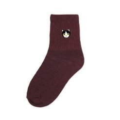 Meias bordadas gataria bordô