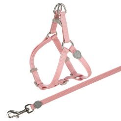 Peitoral com trela rosa para gatos Trixie