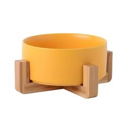 Bebedouro em cerâmica com base estável em bambu