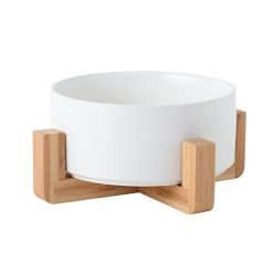 Bebedouro em cerâmica com base estável em bambu