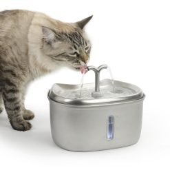 Fonte/bebedouro de água para gatos KITTO em aço inoxidável (2,5 L)
