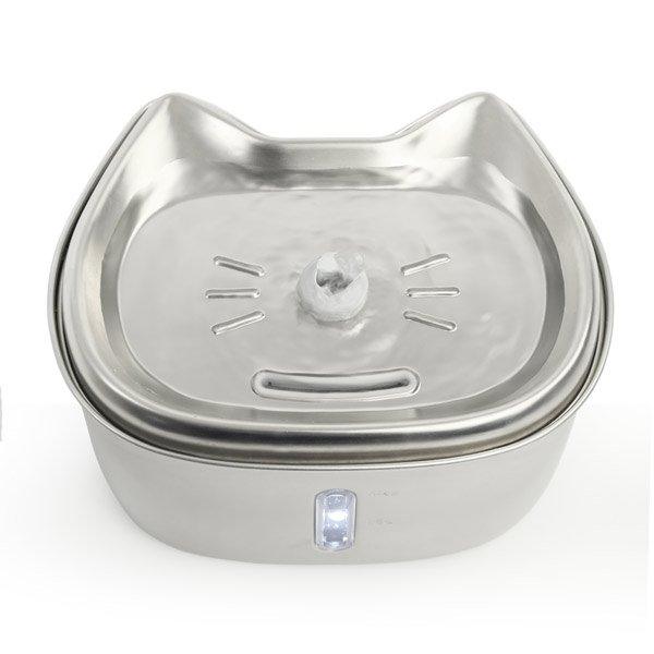 Fonte de água para gatos KITTO em aço inoxidável (2,5 L)