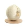 Arranhador em sisal para gatos com formato bola e base em madeira