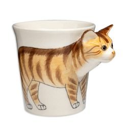 Caneca em cerâmica com pega em forma de gato 3D