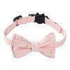 Coleira c/ laço amovível Padrão Rosa com estrelinhas