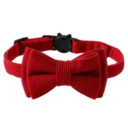 Coleira c/ laço amovível vermelho toque veludo