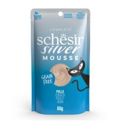 Schesir Silver Gato Sénior húmido completo em mousse (80g) - Frango