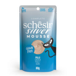 Schesir Silver Gato Sénior húmido completo em mousse (80g) - Frango