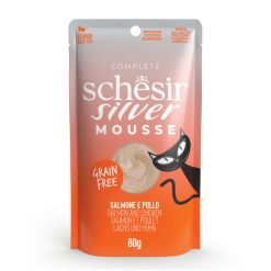 Schesir Silver Gato Sénior húmido completo em mousse (80g) - Salmão e frango