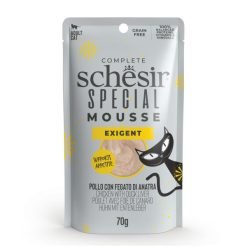 Schesir Special Exigent húmido completo em mousse (70g) - Frango e fígado de pato