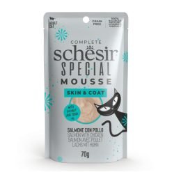 Schesir Special Skin&Coat húmido completo em mousse (70g) - Salmão com Frango