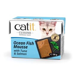 Catit Cuisine húmido completo em mousse (90g) - Peixe branco, atum e salmão