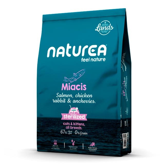 Naturea Miacis (ração para gato adulto e gatinho) - Salmão, frango, coelho