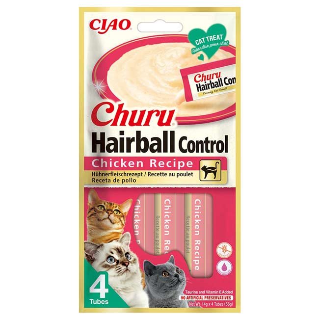 Churu Hairball Control Snack Líquido para Gatos (4x14g) - Frango