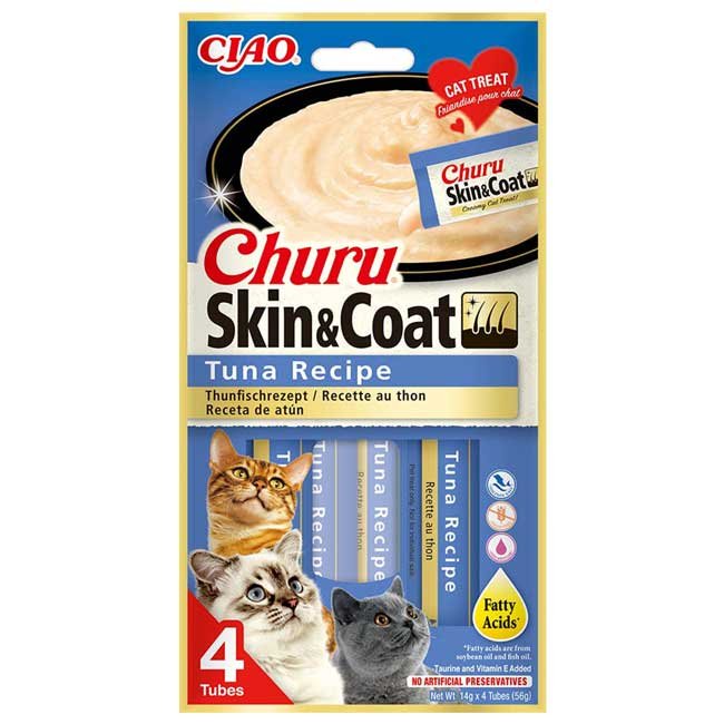 Churu Skin&Coat Snack Líquido para Gatos (4x14g) - Atum