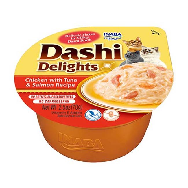 Dashi Delights alimento húmido em caldo (70g) - Frango com Atum e Salmão