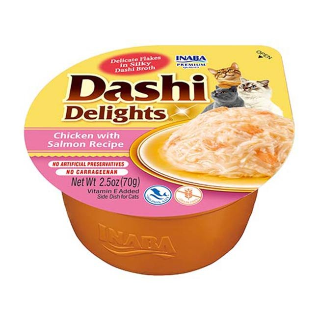 Dashi Delights alimento húmido em caldo (70g) - Frango com Salmão