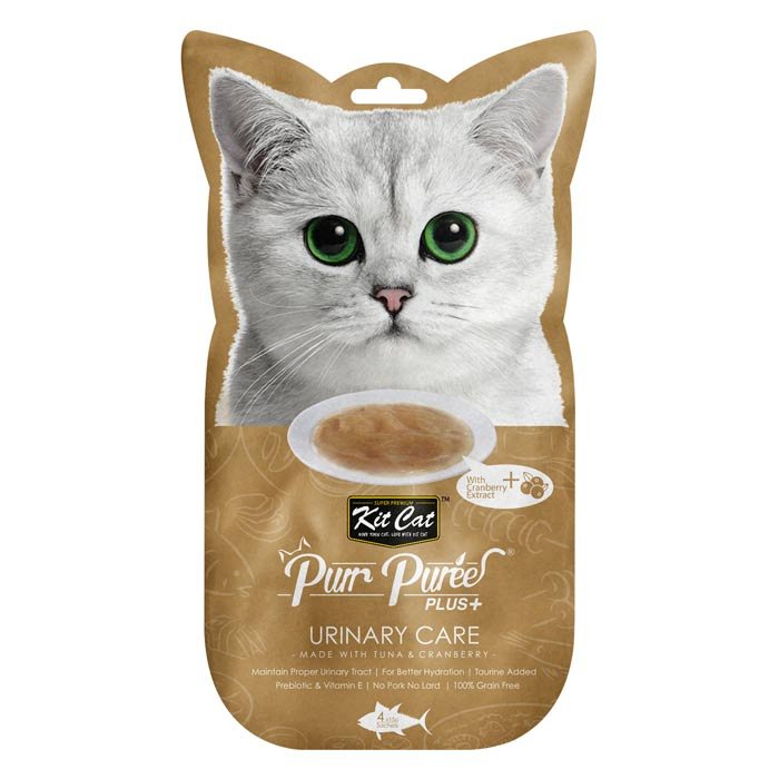 KitCat Purr Purée PLUS snack líquido (4x15g) - Urinary Care (Atum e Arando)
