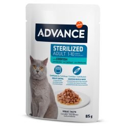 Advance Wet Sterilized alimento húmido completo para gato esterilizado (85g) - Bacalhau
