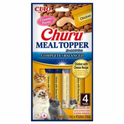 Churu Meal Topper Snack Líquido Completo para Gatos (4x14g) - Frango com Queijo