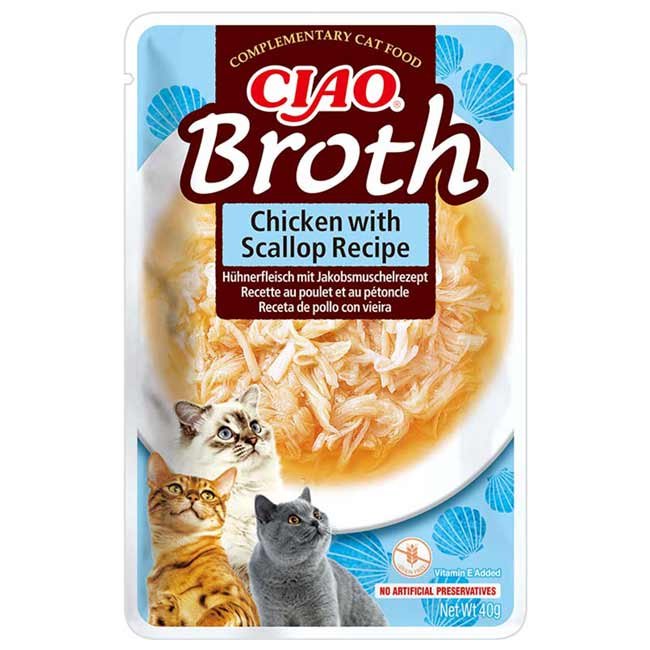 Ciao Broth alimento húmido em caldo (40g) - Frango com Vieira
