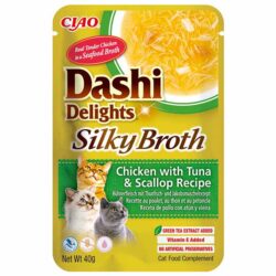 Dashi Delights Silky Broth alimento húmido em caldo (40g) - Frango com Atum e Vieira