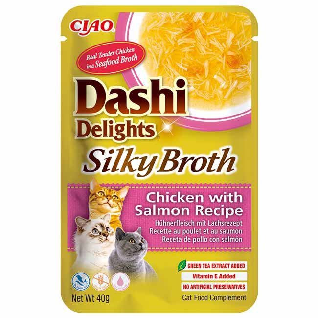 Dashi Delights Silky Broth alimento húmido em caldo (40g) - Frango com Salmão