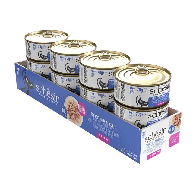 Schesir Complements alimento húmido em caldo (70g) – Atum com Anchovas - Image 3