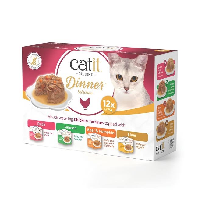 Catit Cuisine Dinner húmido completo Pack variado (12x75g) com Frango