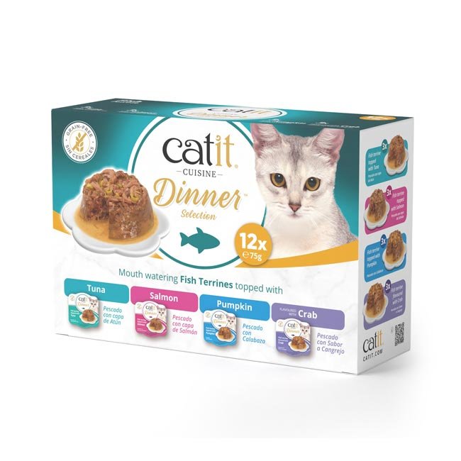 Catit Cuisine Dinner húmido completo Pack variado (12x75g) com Peixe