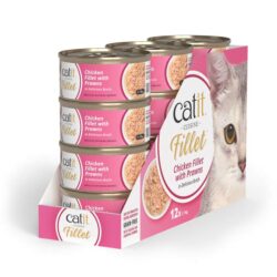 Catit Cuisine Fillet (75g) húmido completo em caldo – Frango com Camarão