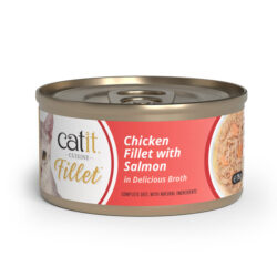 Catit Cuisine Fillet (75g) húmido completo em caldo - Frango com Salmão