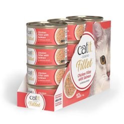 Catit Cuisine Fillet (75g) húmido completo em caldo – Frango com Salmão