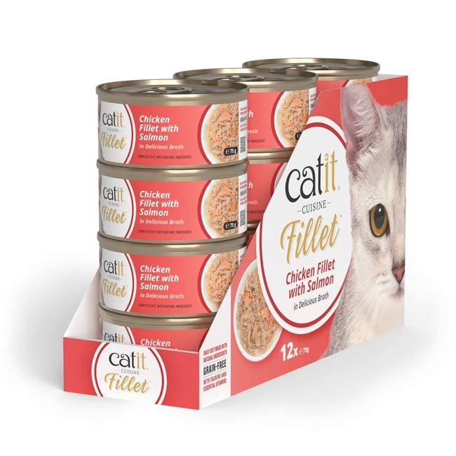 Catit Cuisine Fillet (75g) húmido completo em caldo - Frango com Salmão - Image 2