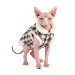 Casaco com forro polar e padrão invernal para gatos Sphynx
