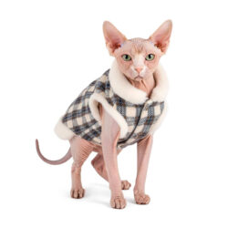 Casaco com forro polar e padrão invernal para gatos Sphynx