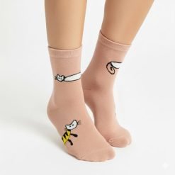 Alternative view of Meias Charlotte com desenhos de gatos